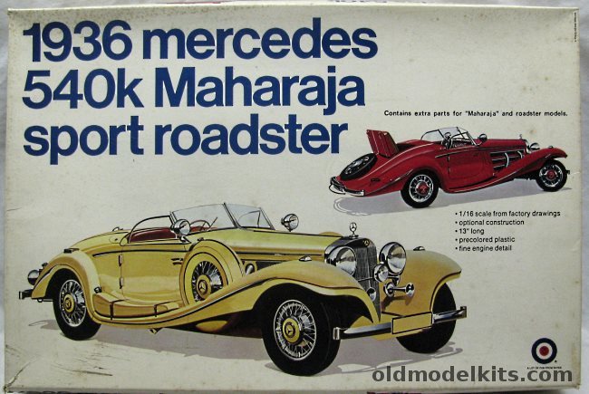 Entex 1/16 1936 Mercedes 540K Sport Roadster or Maharaja Version, 8501 plastic model kit